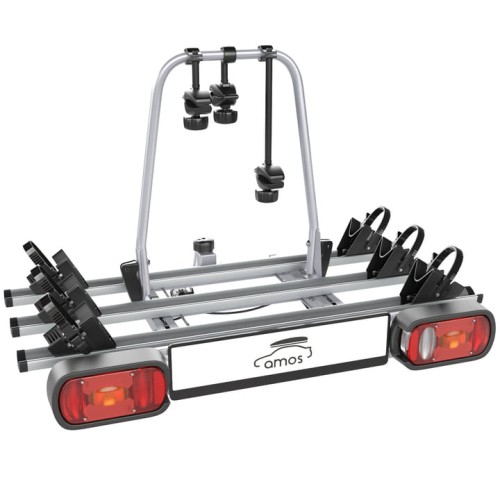 Przejdź do produktu Bagażnik rowerowy na hak platforma rowerowa Amos Giro 3 z listwą świetlną 13-pin do 75kg odchylany