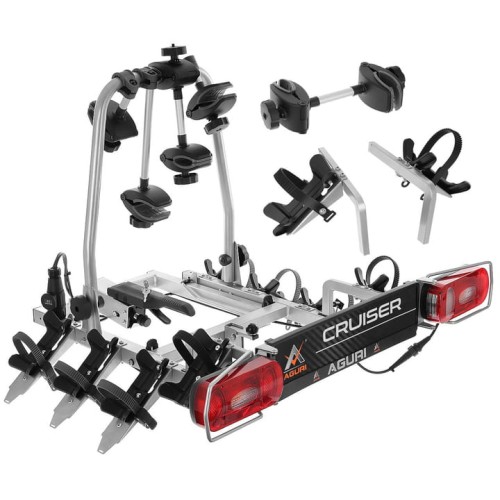 Przejdź do produktu Bagażnik rowerowy na hak Aguri Cruiser Silver 3 rowery + adapter na 4-ty rower
