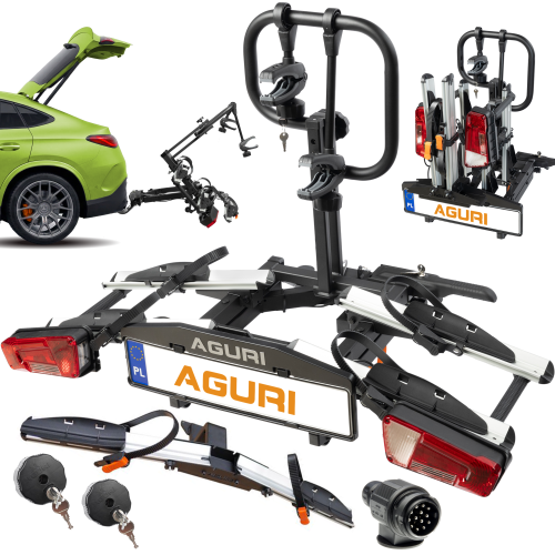 Przejdź do produktu Bagażnik rowerowy na hak Aguri Active KRAB 3 PRO srebrny uchylany 60kg