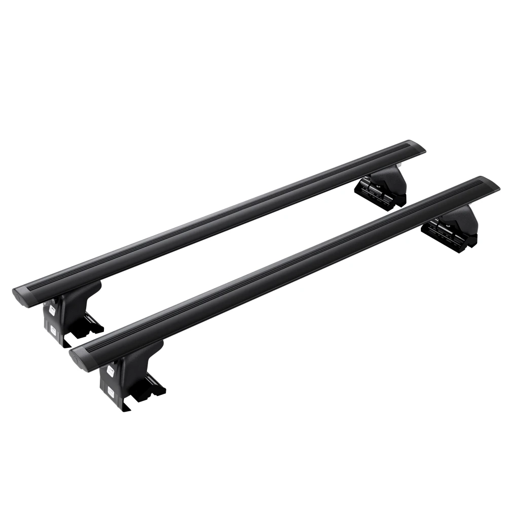 Bagażnik bazowy AMOS Dromader D1 Dynamic Black 1,4 m — komplet czarnych belek aero, widok pod kątem