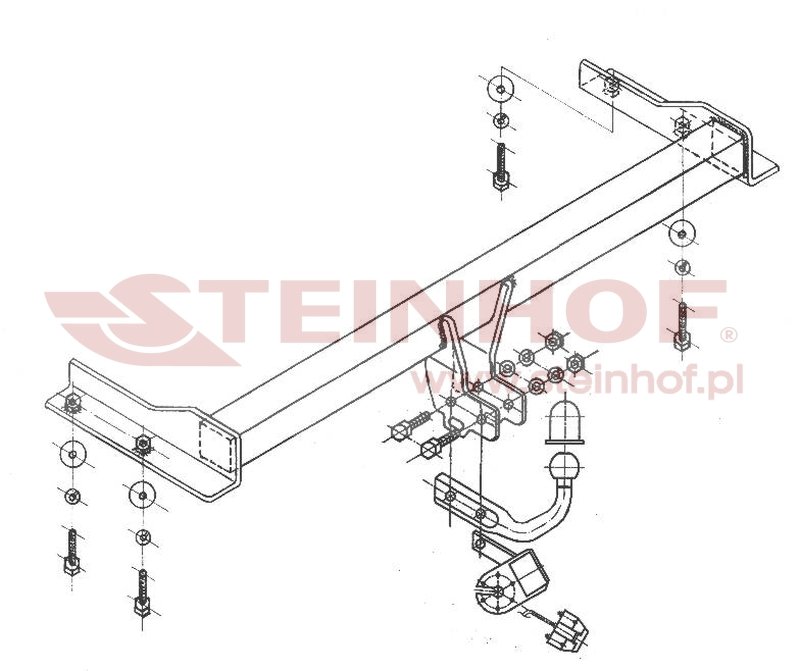Hak holowniczy Steinhof Volkswagen Polo 1994–2001 — kula przykręcana (typ A), 6.2 kN – ujęcie 3 - Sklep motozebra
