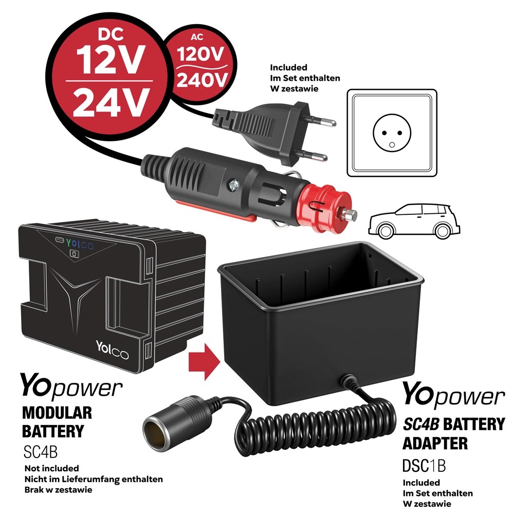Akcesoria Yolco: modułowa bateria SC4B i adapter DSC1B do lodówki DX30 Grey