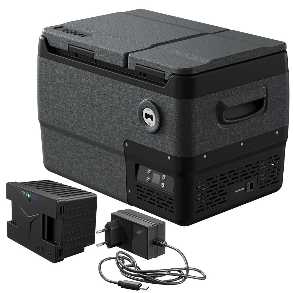 Zestaw lodówki Yolco DX30 Grey z adapterem baterii DSC1B i zasilaczem sieciowym