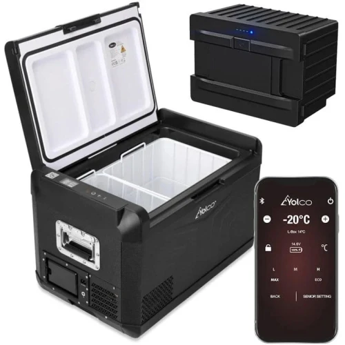 Lodówka samochodowa z kompresorem Yolco GCX37 Black 37 L + bateria modułowa Yolco SC4