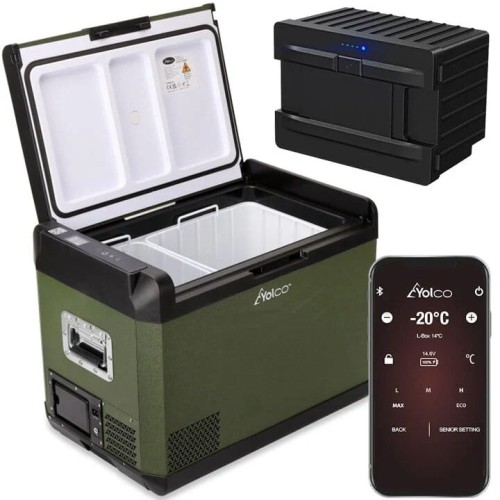 Przejdź do produktu Lodówka samochodowa z kompresorem Yolco GCX47 Green 47 L + bateria modułowa Yolco SX4