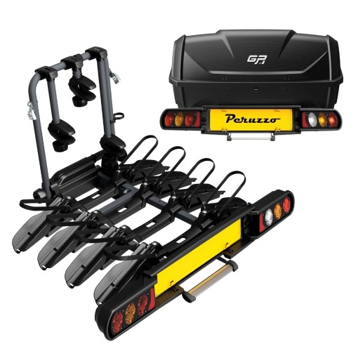 Przejdź do produktu Bagażnik rowerowy na hak Peruzzo Pure Instinct COMO 4 + Kufer GP BOX 340L