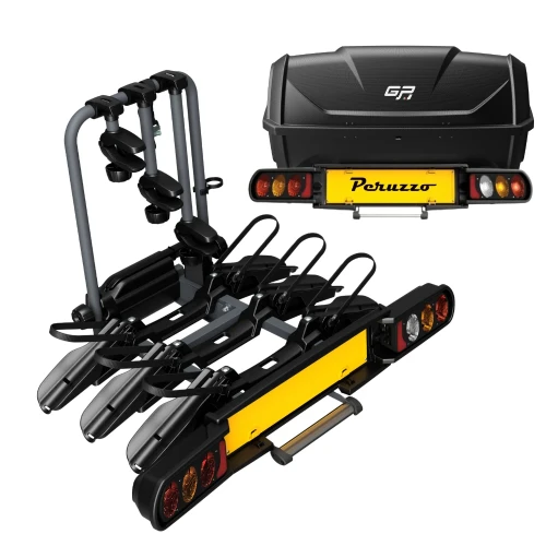 Przejdź do produktu Bagażnik rowerowy na hak Peruzzo Pure Instinct COMO 3 + Kufer GP BOX 340L