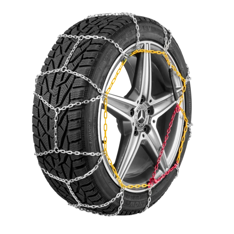 Łańcuchy śniegowe Campcar KNS 95 9 mm na kole – rombowy wzór ogniw na bieżniku - Sklep motozebra