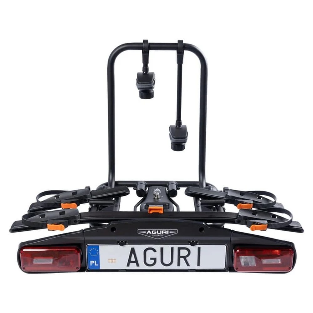 Aguri Active Bike PRO 2 czarny – widok od tyłu z ramionami rozłożonymi i tablicą Aguri - Sklep motozebra