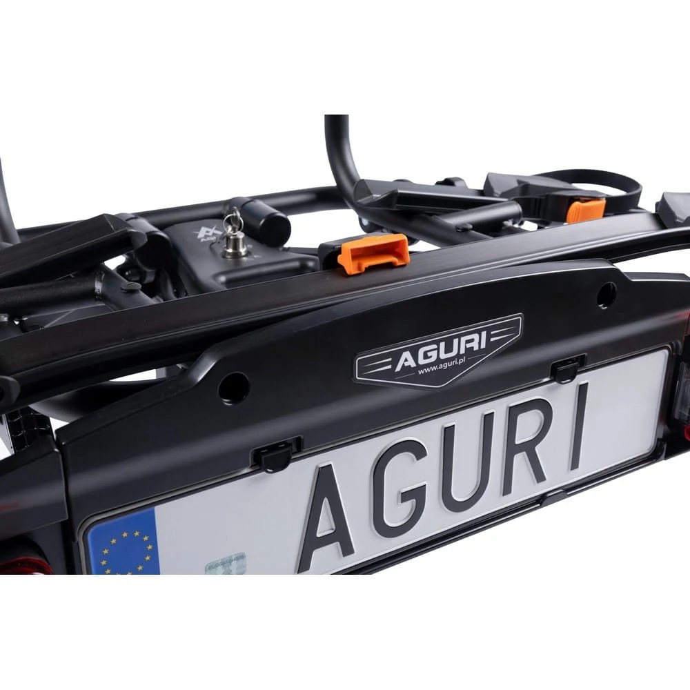 Aguri Active Bike PRO 4 czarny – zbliżenie na miejsce tablicy i logo Aguri - Sklep motozebra