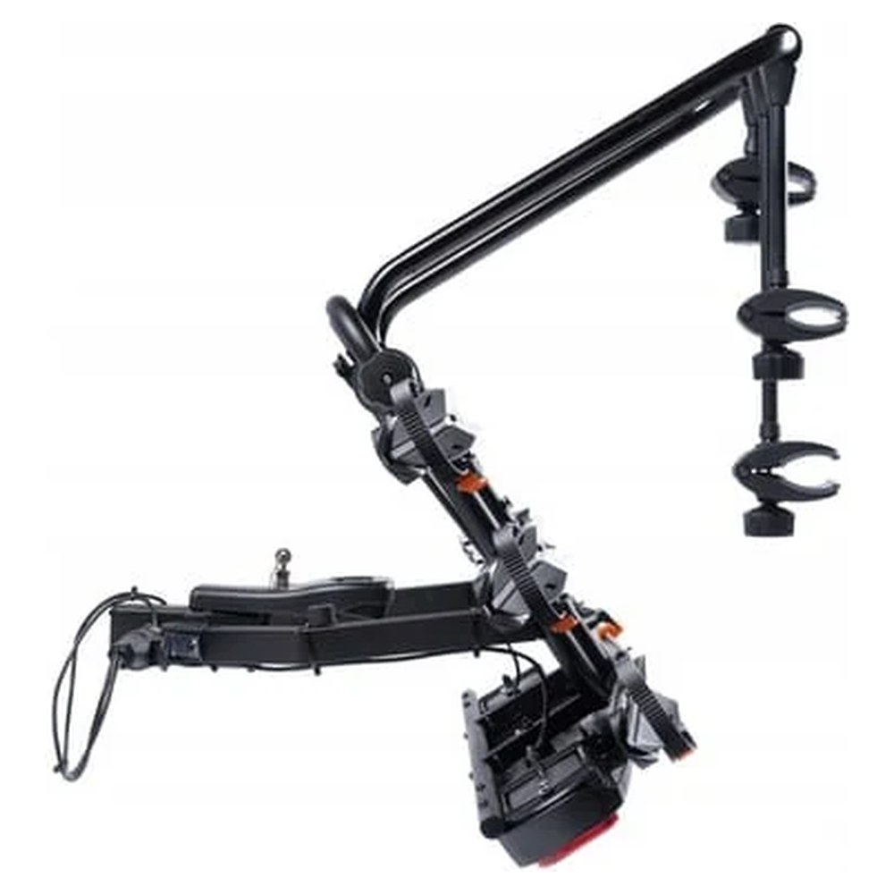 Aguri Active Bike PRO 3 srebrny – mechanizm przegubu i ramię mocujące do haka, z boku - Sklep motozebra