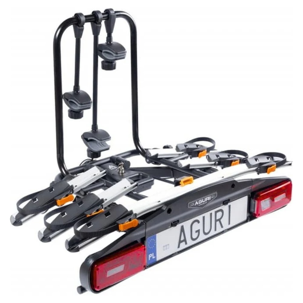 Aguri Active Bike PRO 3 srebrny – widok z przodu, platforma złożona z 3 uchwytami - Sklep motozebra