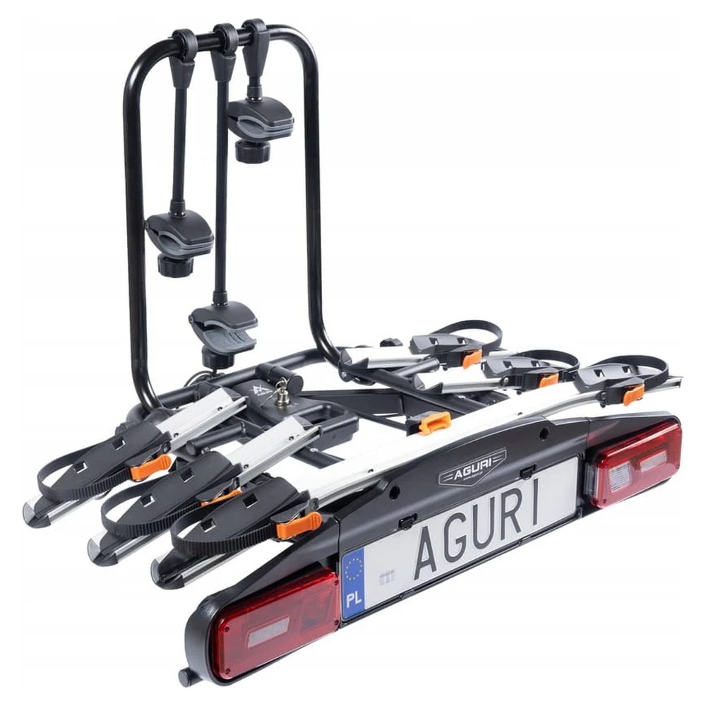Bagażnik rowerowy na hak Aguri Active Bike PRO 3 srebrny + Box 380L - Sklep motozebra