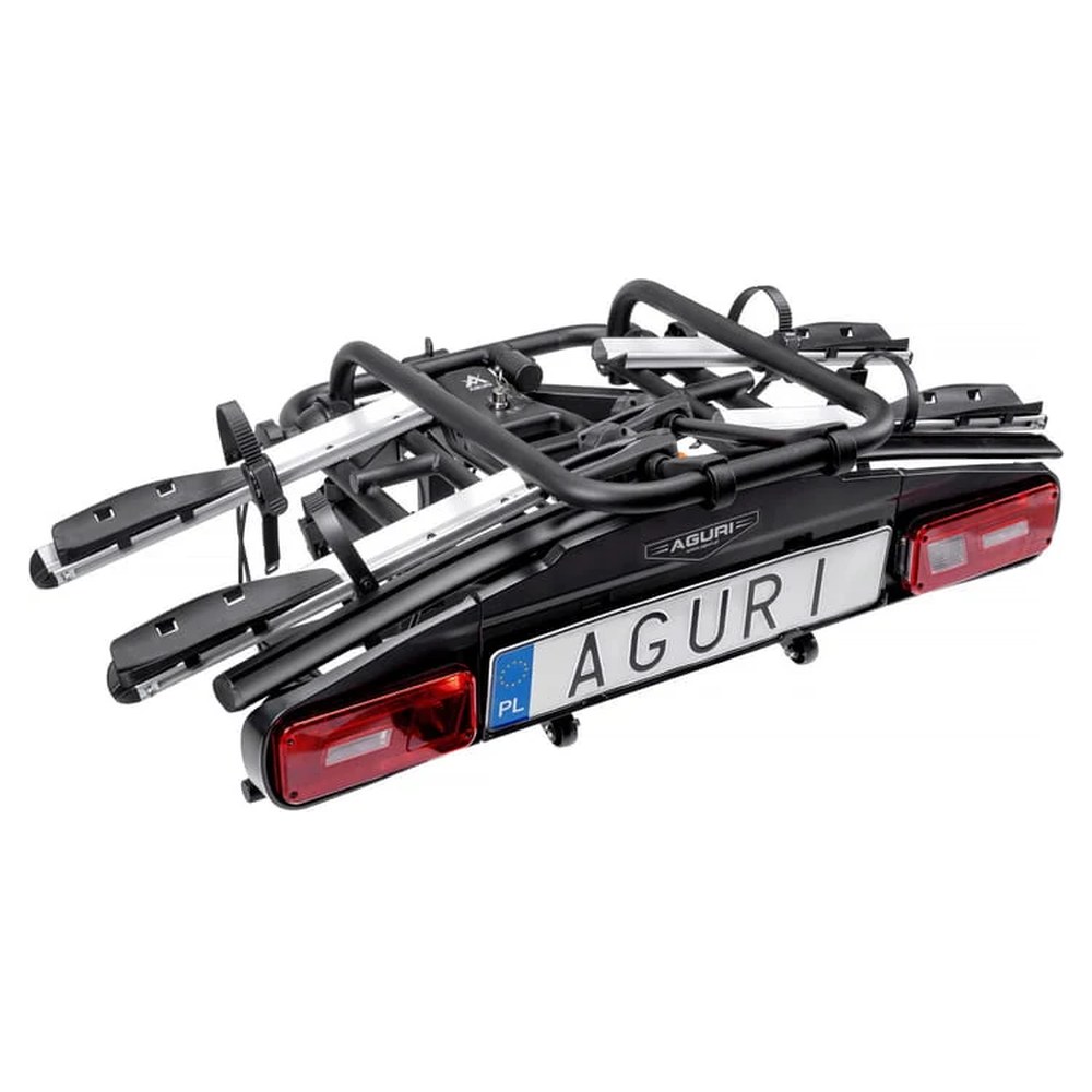 Aguri Active E-Bike 3 czarny – ujęcie ukośne z tyłu, 3 ramiona rozłożone na e-bike - Sklep motozebra