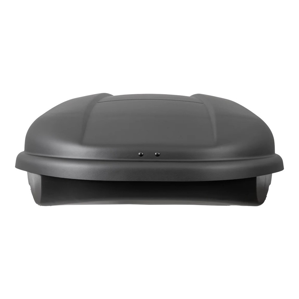 Box dachowy Inter Pack Gran Torino czarny mat 500L – widok od czoła z emblematem Inter Pack, ujęcie frontalne na białym tle