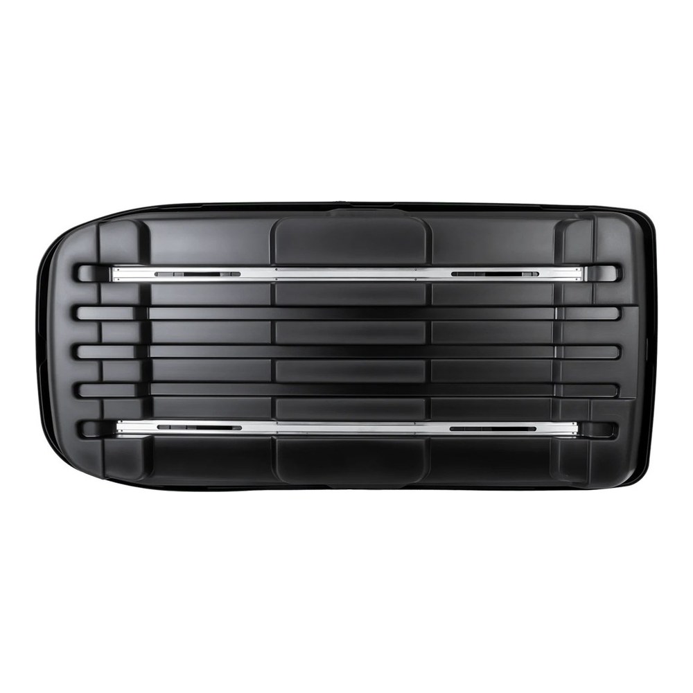 Box dachowy Inter Pack Monsun PRO M czarny metalik - 470L – detal wnętrza boxa z wyprofilowaną siatką lub pasem mocującym bagaż