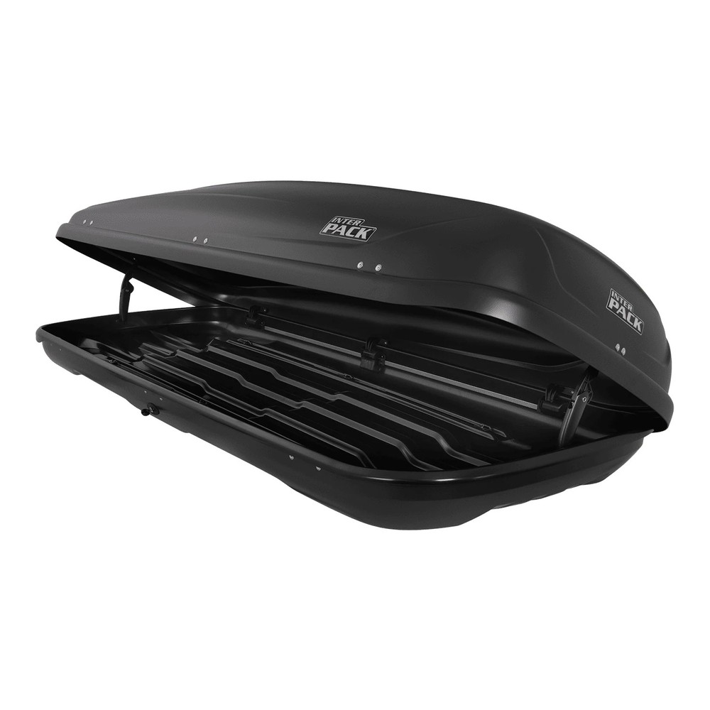 Box dachowy Inter Pack Traxer 8.6 antracyt 530L – widok z góry, symetryczny obrys pokrywy 530-litrowego wnętrza