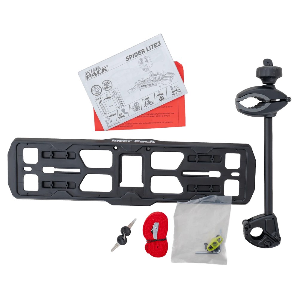 Inter Pack Spider 3 Lite – zawartość zestawu: adapter, linka zabezpieczająca i instrukcja - Sklep motozebra