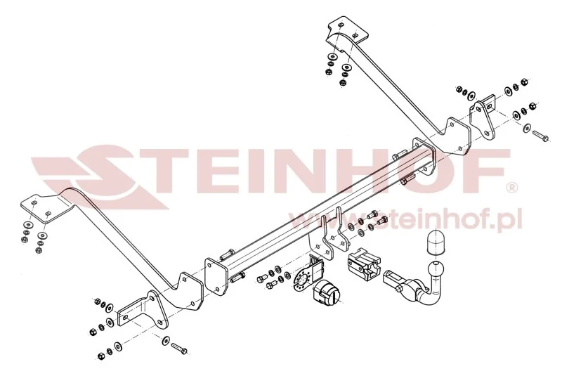 Hak holowniczy Steinhof Peugeot Partner / Citroen Berlingo — kula wypinana poziomo (typ H)