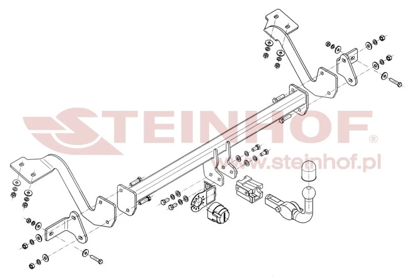 Hak holowniczy Steinhof Peugeot Partner / Citroen Berlingo / Opel Combo i inne — kula wypinana poziomo (typ H)