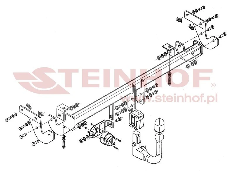 Hak holowniczy Steinhof Peugeot 208 / Citroen C3 — kula wypinana pionowo (typ V)