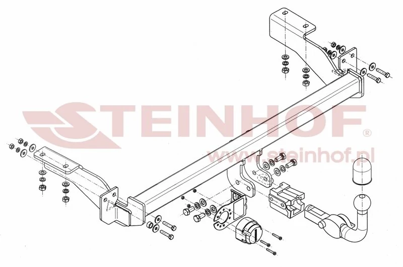Hak holowniczy Steinhof Peugeot 307 / 308 / Citroen C4 — kula wypinana poziomo (typ H)