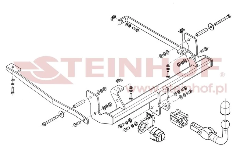 Hak holowniczy Steinhof Peugeot 807 / Citroen C8 / Fiat Ulysse i inne — kula wypinana poziomo (typ H)