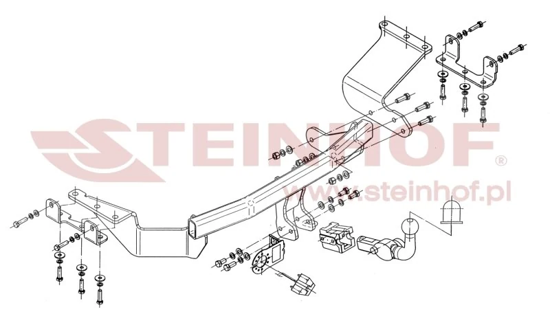 Hak holowniczy Steinhof Peugeot 4007 / Citroen C-Crosser / Mitsubishi Outlander — kula wypinana poziomo (typ H)