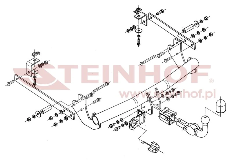 Hak holowniczy Steinhof Toyota ProAce / Peugeot Expert / Citroen Jumpy i inne — kula wypinana poziomo (typ H)