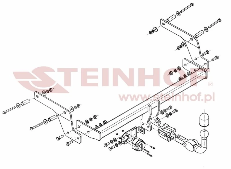 Hak holowniczy Steinhof Dacia Sandero 2013–2020 — kula wypinana poziomo (typ H), 1100 kg