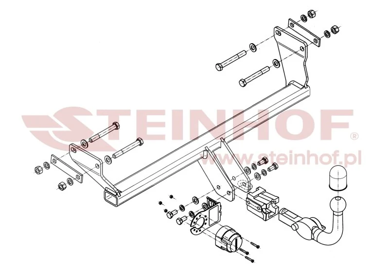 Hak holowniczy Steinhof Dodge Caliber 2006–2012 — kula wypinana poziomo (typ H)