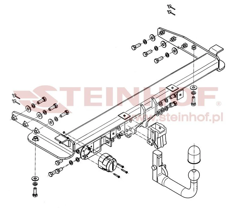 Hak holowniczy Steinhof Dodge Durango / Jeep Grand Cherokee — kula wypinana pionowo (typ V)
