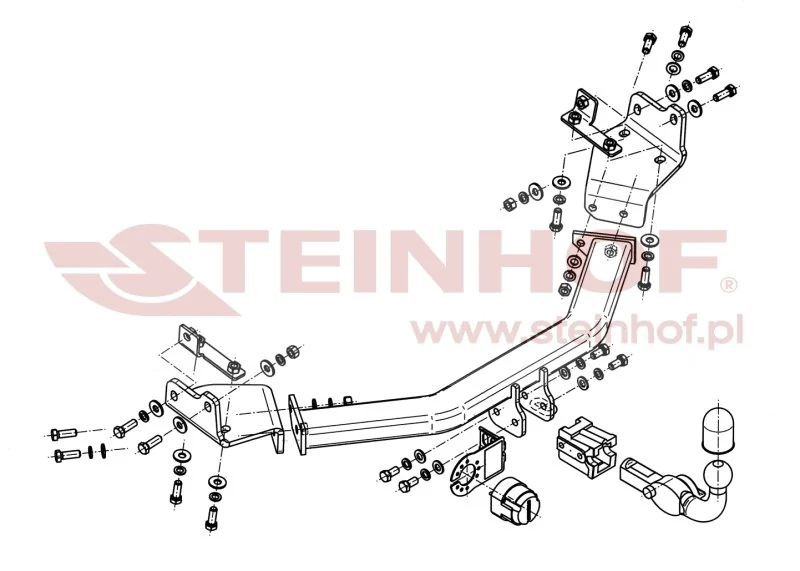 Hak holowniczy Steinhof Fiat Freemont / Dodge Journey — kula wypinana poziomo (typ H)