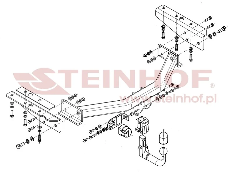 Hak holowniczy Steinhof Dodge Nitro / Jeep Cherokee — kula wypinana pionowo (typ V)