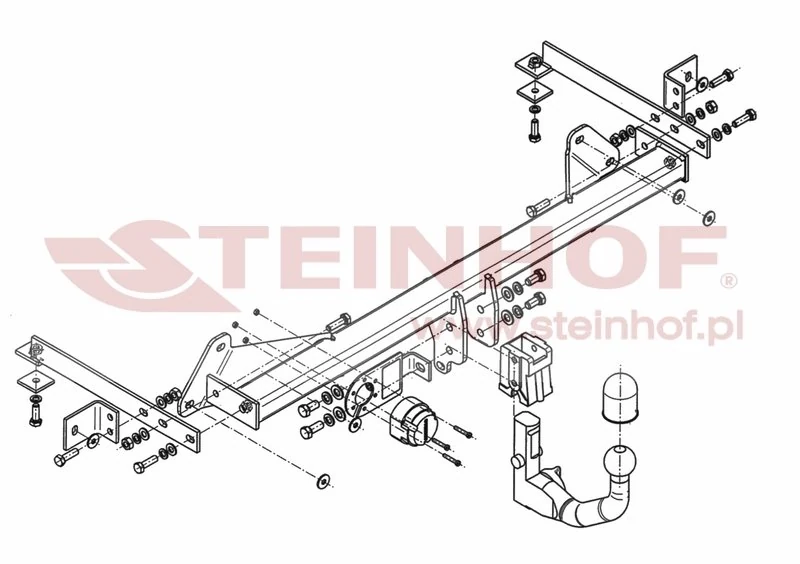 Hak holowniczy Steinhof Fiat 500L 2012–2022 — kula wypinana pionowo (typ V), F-046