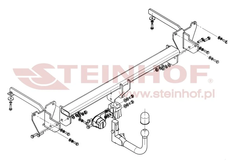 Hak holowniczy Steinhof Opel Combo / Fiat Doblo — kula wypinana pionowo (typ V)