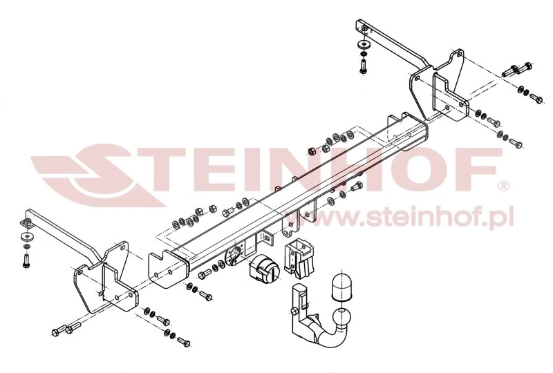 Hak holowniczy Steinhof Fiat Doblo 2010–2016 — kula wypinana pionowo (typ V), F-071