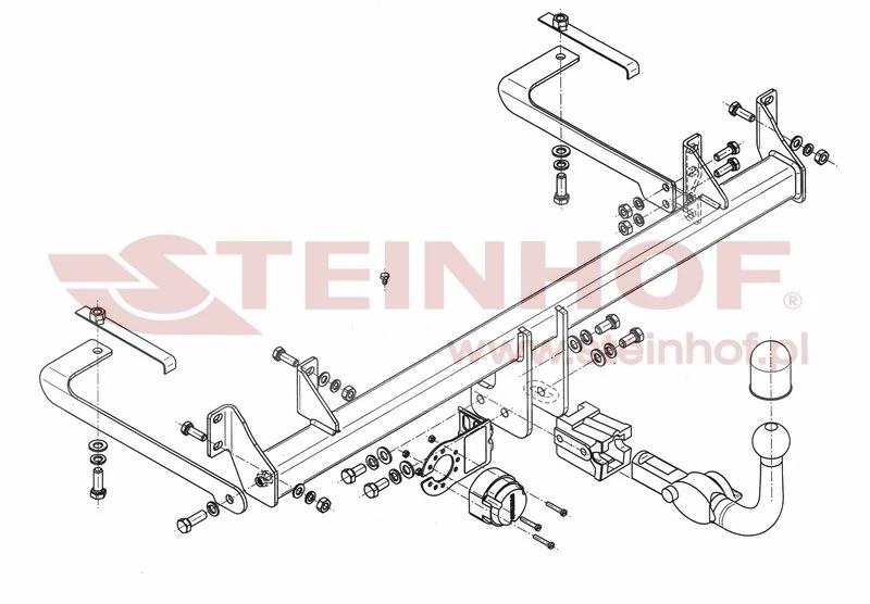 Hak holowniczy Steinhof Fiat Panda 2003–2011 — kula wypinana poziomo (typ H), 1100 kg