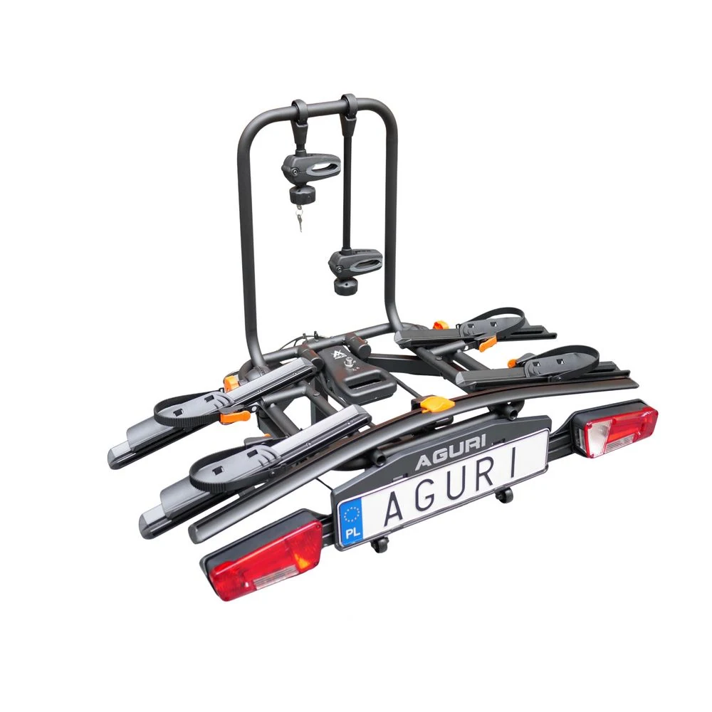 Bagażnik rowerowy na hak Aguri Active E-Bike 2 PLUS czarny z adapterem na 3. rower – widok 3/4