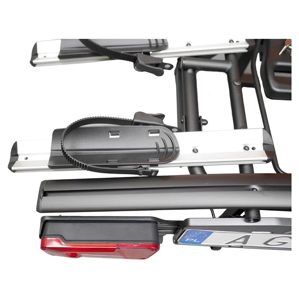 Aguri Active E-Bike 2 PLUS srebrny – zbliżenie płozy i rynienki koła z paskiem zębatym
