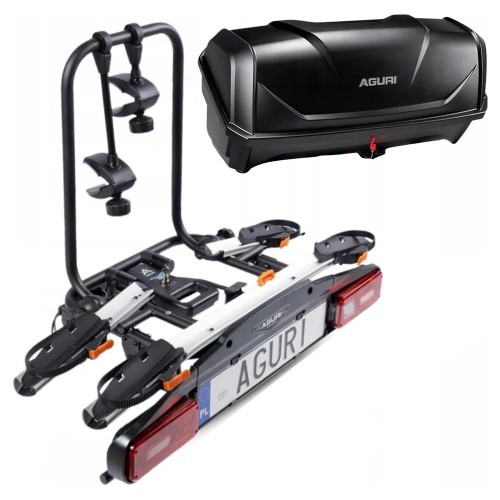 Przejdź do produktu Bagażnik rowerowy na hak Aguri Active Bike PRO 2 srebrny + Box 380L