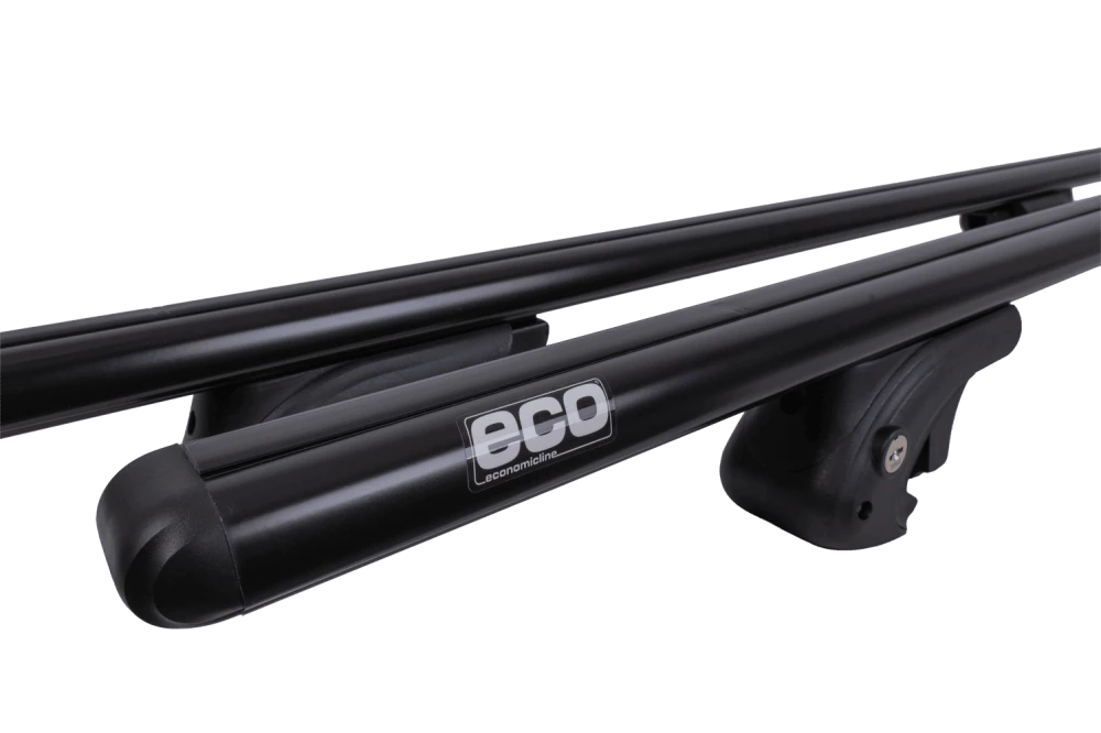 Bagażnik dachowy Eco Alubase 135 - uniwersalny bagażnik aluminiowy na relingi otwarte (czarny) – ujęcie 2 - Sklep motozebra