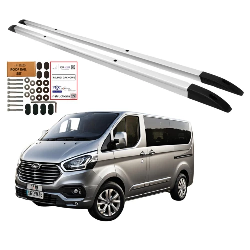 Relingi dachowe Erkul Ford Tourneo Custom / Ford Transit Custom 2012-2023 długie L2 szare