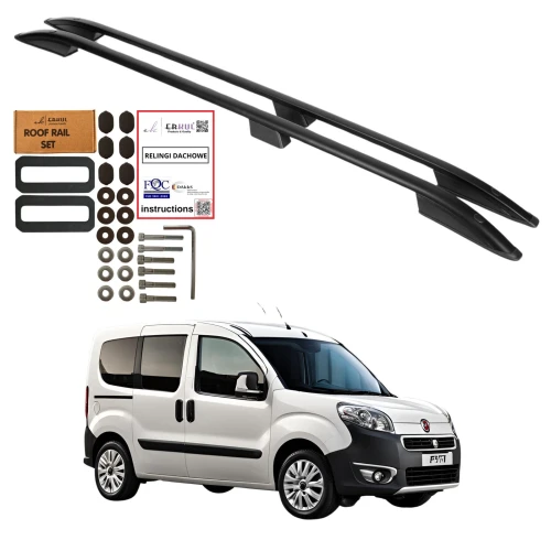 Relingi dachowe Erkul Fiat Doblo II 2010-2022 długie Maxi czarne