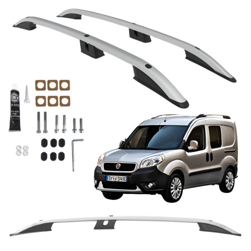Przejdź do produktu Relingi dachowe Can Fiat Doblo II 2010-2022 krótkie L1 srebrne
