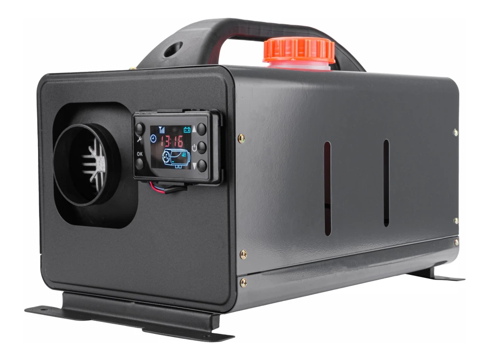 Nagrzewnica postojowa olejowa POWERMAT 8 kW 12 V przenośna, zbiornik 5 l — 2