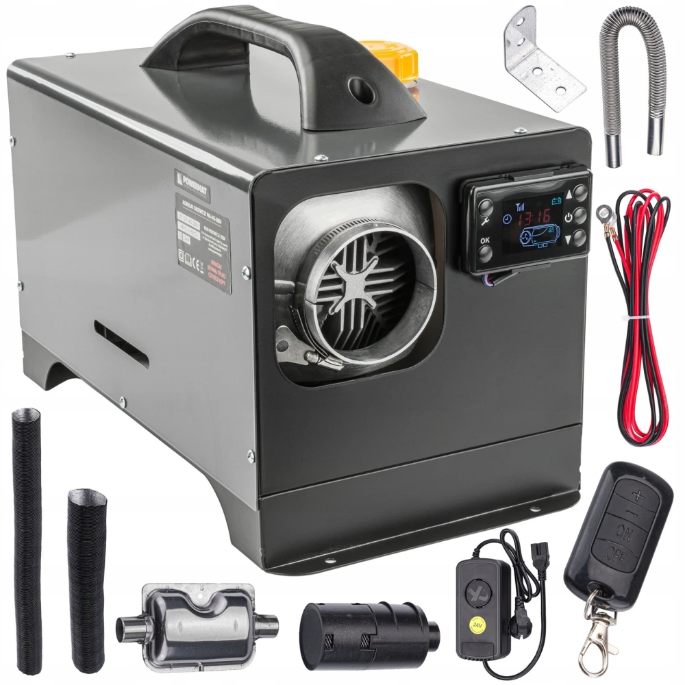 Nagrzewnica postojowa olejowa POWERMAT 12 kW 12/24 V + 230 V przenośna, zbiornik 5 l — 2