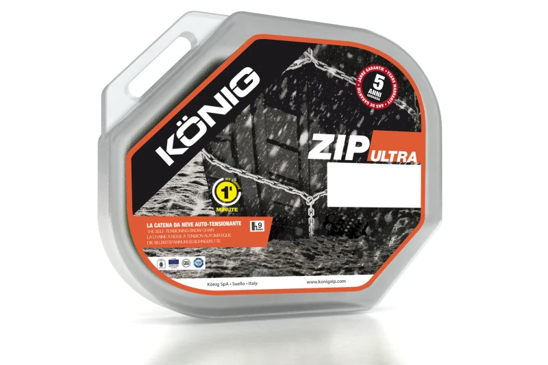 Łańcuchy śniegowe König Zip Ultra 9 grupa 100 9 mm samonapinające – opakowanie z etykietą rozmiaru - Sklep motozebra