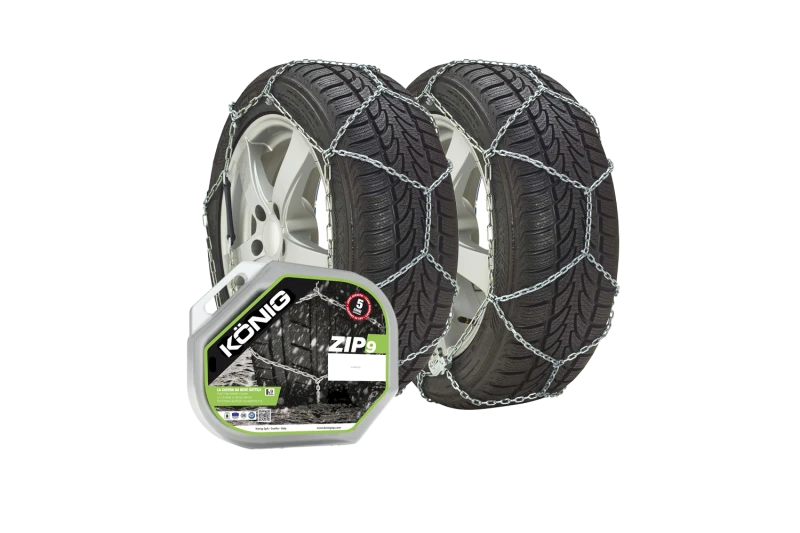 Łańcuchy śniegowe König Zip 9 grupa 70 9 mm – komplet na dwa koła z opakowaniem - Sklep motozebra