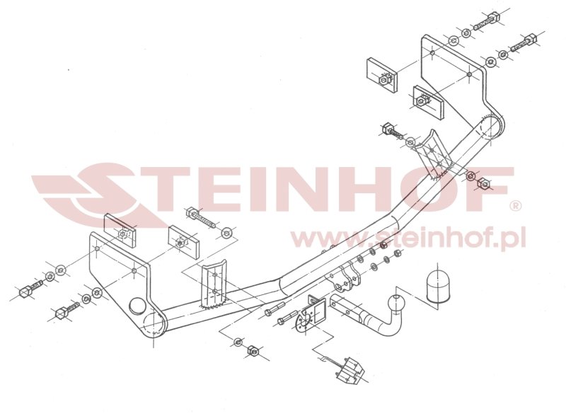 Hak holowniczy Steinhof Ford Focus 1998–2004 — kula przykręcana (typ A), 7.4 kN – ujęcie 3 - Sklep motozebra